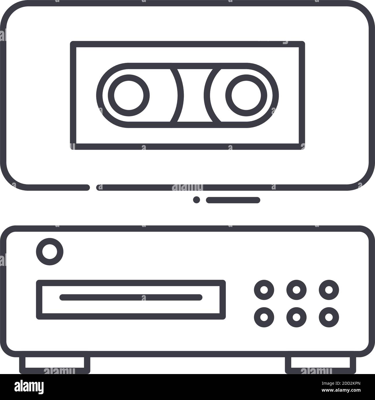 Video tape player icon, linear isolated illustration, thin line vector, web design sign, outline concept symbol with editable stroke on white Stock Vector