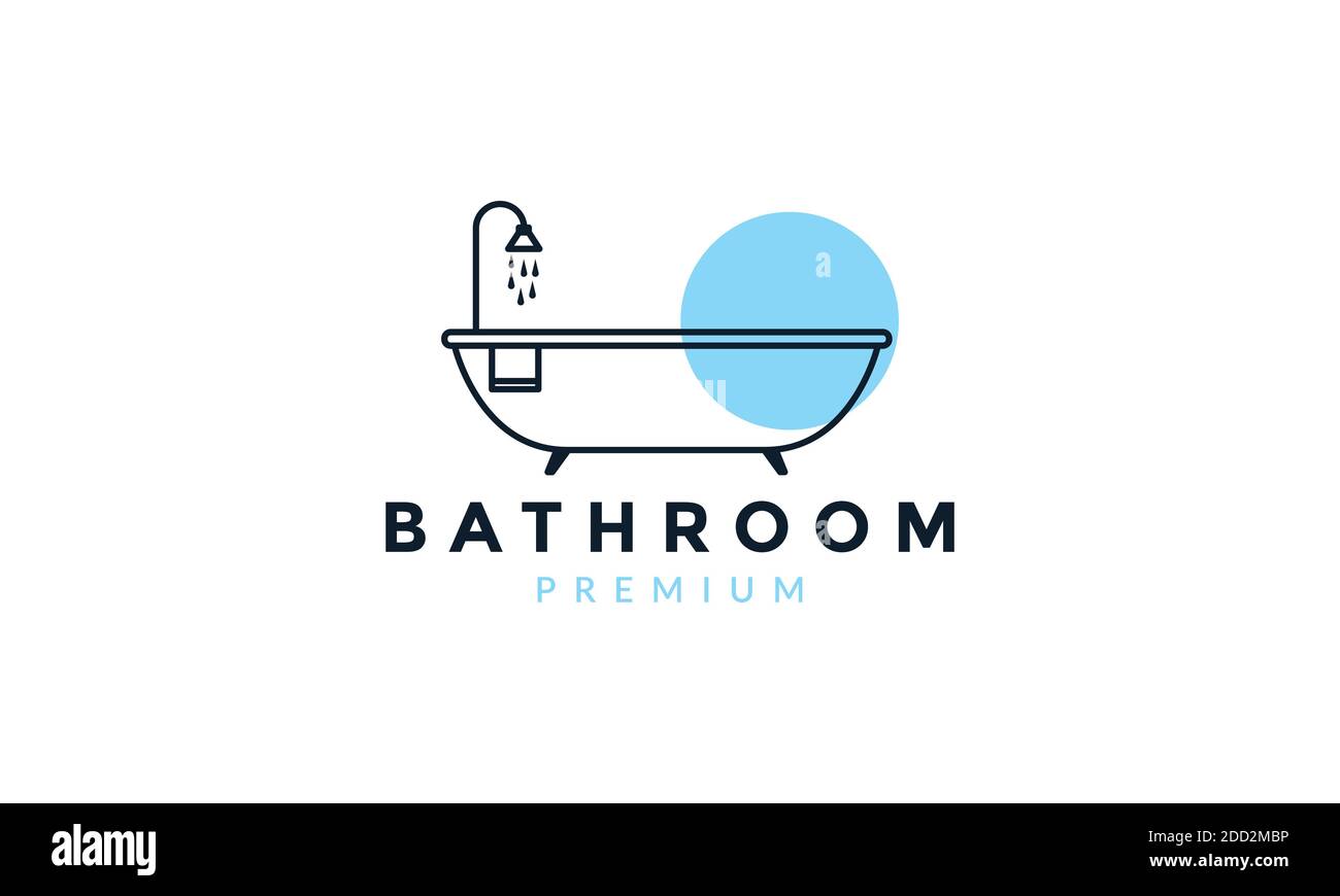 architecture interior line modern bathroom logo vector icon illustration design Stock Vector