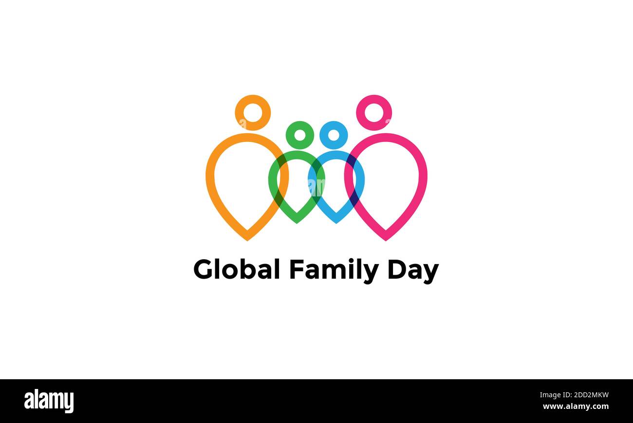 abstract Line simple  global family day logo icon vector modern design Stock Vector