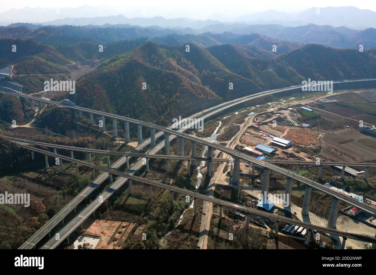 The western mountain railway, highway interweave the beautiful pattern Stock Photo