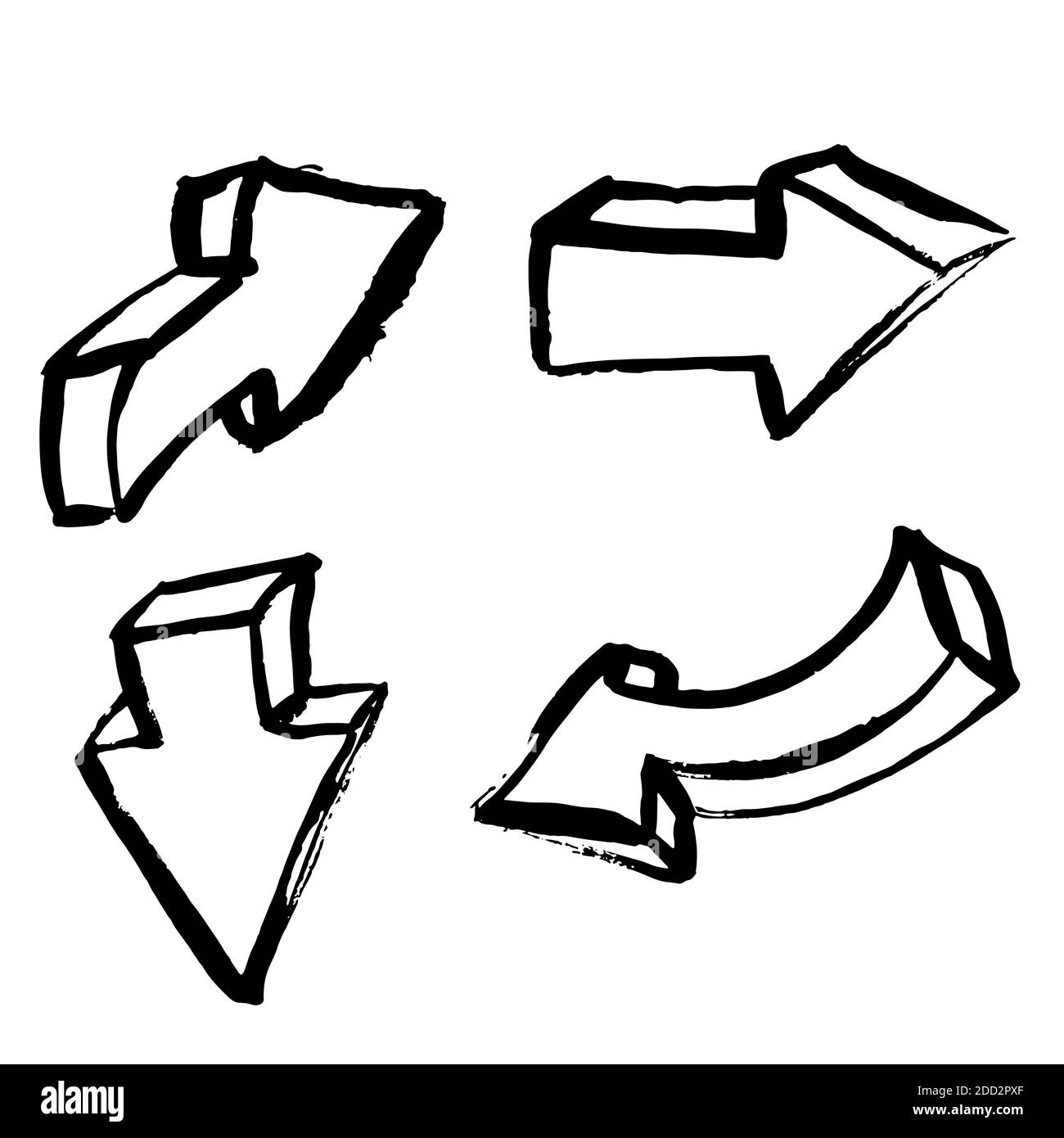 Dry brush down arrow icons set. Vector illustration Stock Vector Image