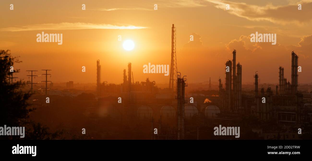 Petrochemical plant sunset Stock Photo - Alamy