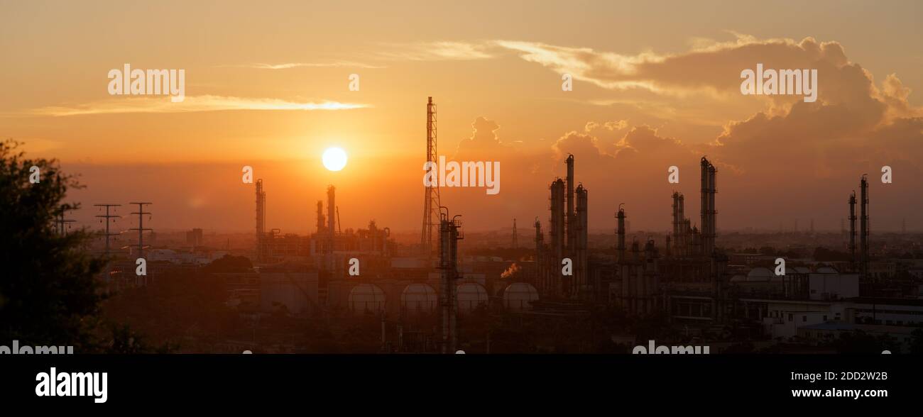 Petrochemical plant sunset Stock Photo - Alamy