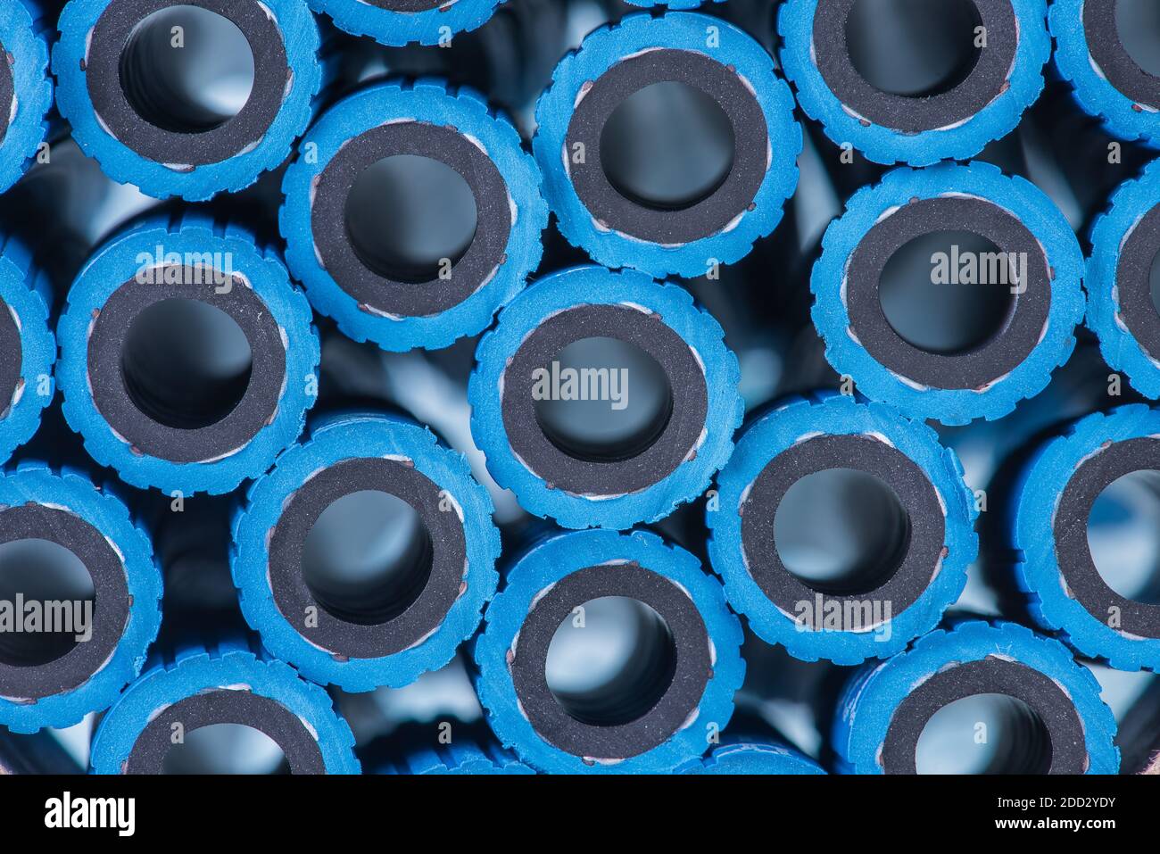Cross section of group oxygen hose for industrial application as abstract industrial background Stock Photo
