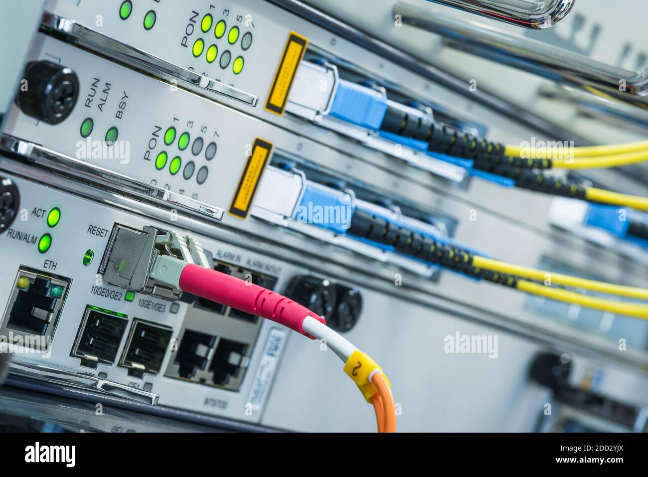 Datacenter Network Devices Switch With Connected Optical Patch Cord