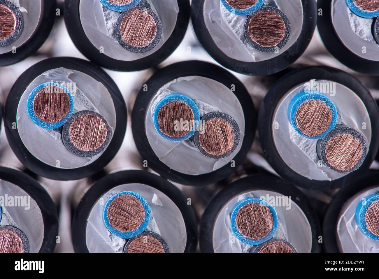 Copper electrical cables cross section Stock Photo