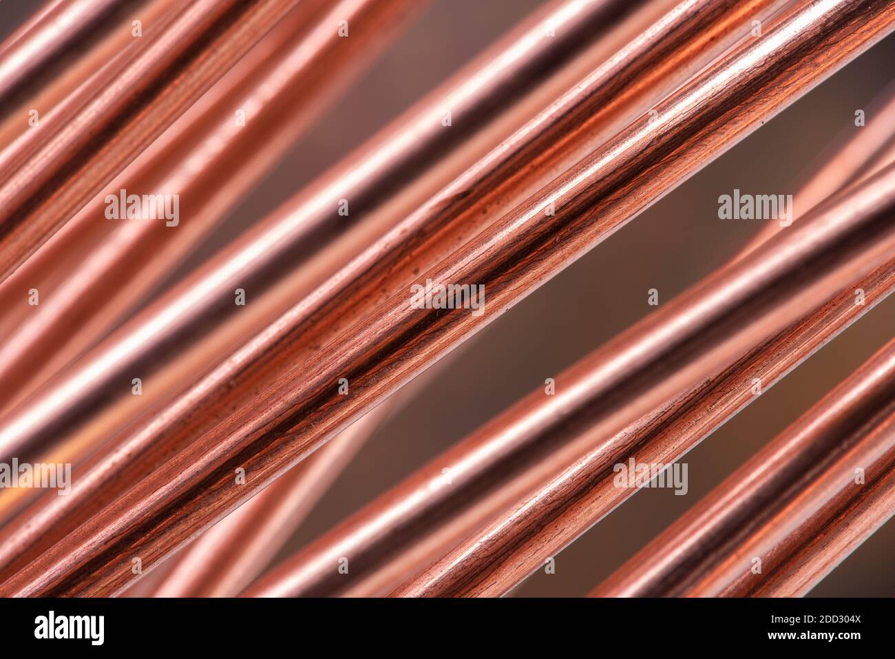 Copper wire, raw material and energy industry component Stock Photo