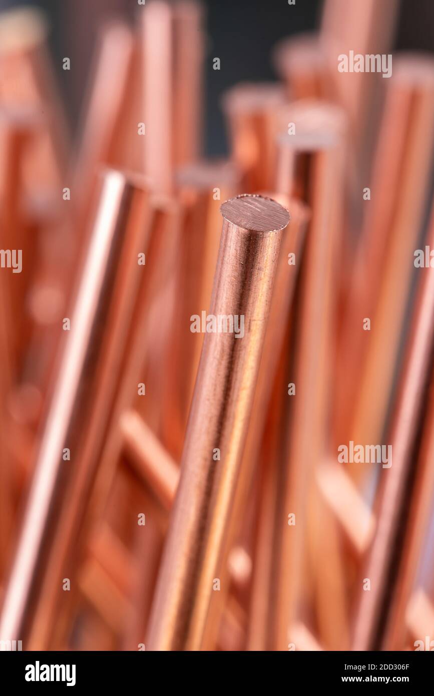Copper Rod Close-up with Blurred Background Stock Photo
