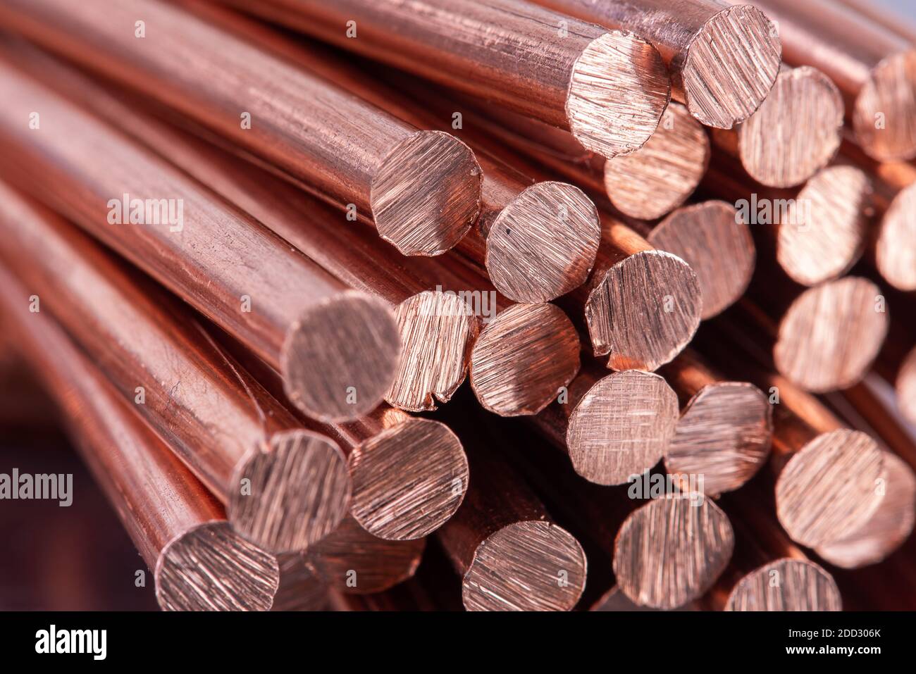 Pile of Scrap Copper Rod Stock Photo