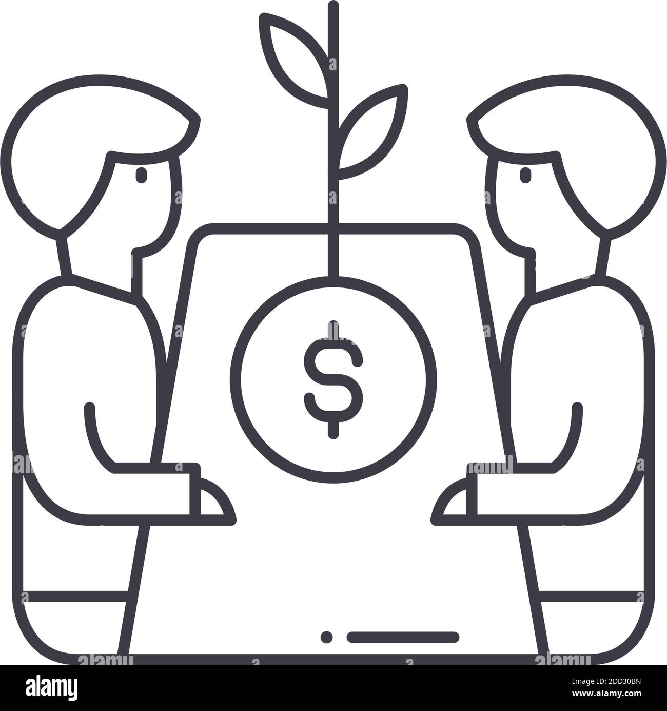 Partnership business icon, linear isolated illustration, thin line ...