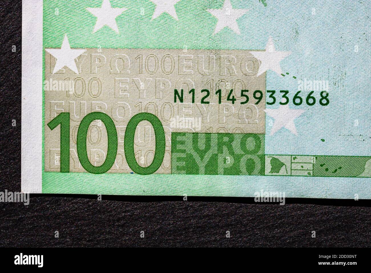 Selective focus on detail of euro banknotes. Close up macro detail of ...