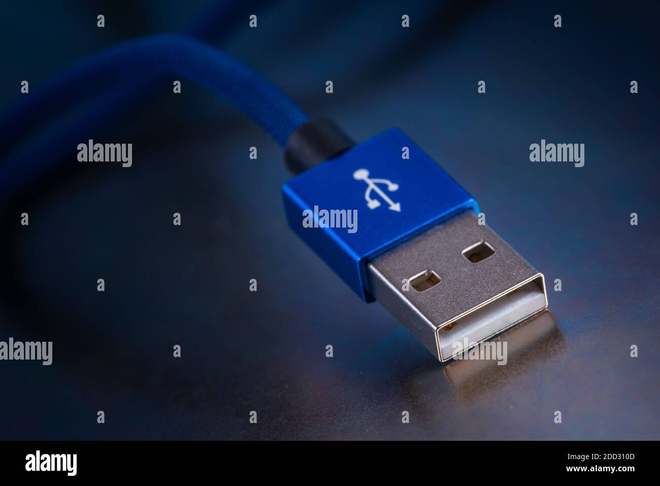 Usb cable macro on metallic background Stock Photo - Alamy