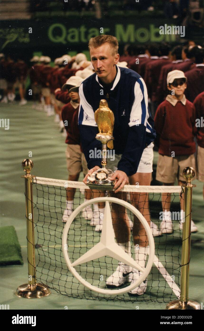 Czech tennis player Petr Korda wins the Qatar Open, 1998 Stock Photo