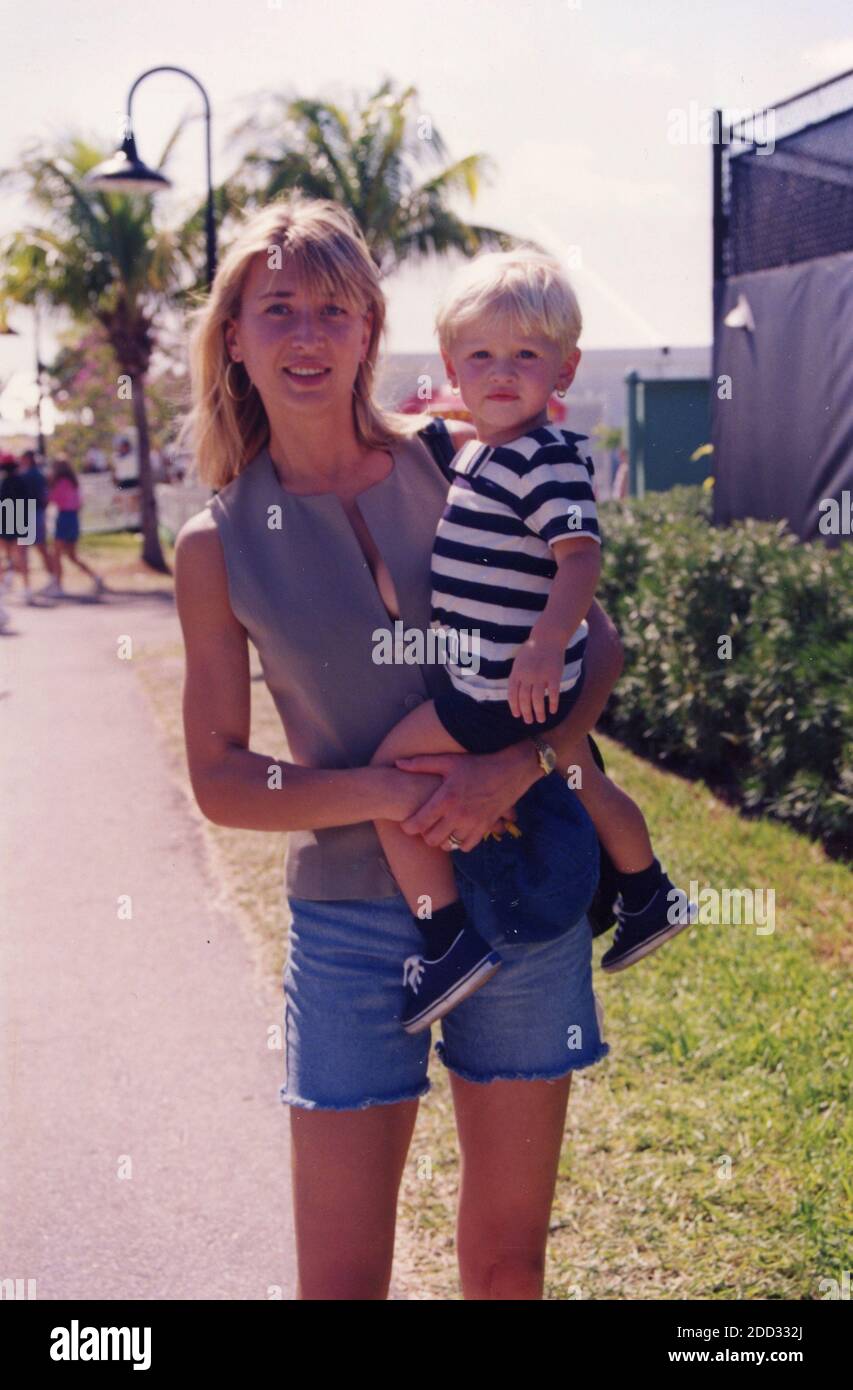 Czech tennis player Petr Korda's wife Regina Rajchrtova with daughter  Jessica Regina, 1996 Stock Photo - Alamy