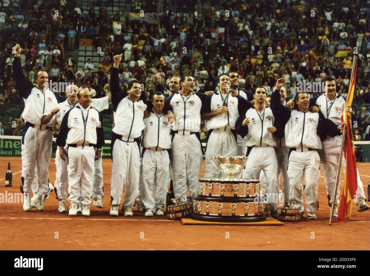 Spanish tennis team wins the Davis Cup, Barcelona, Spain 2000 Stock Photo