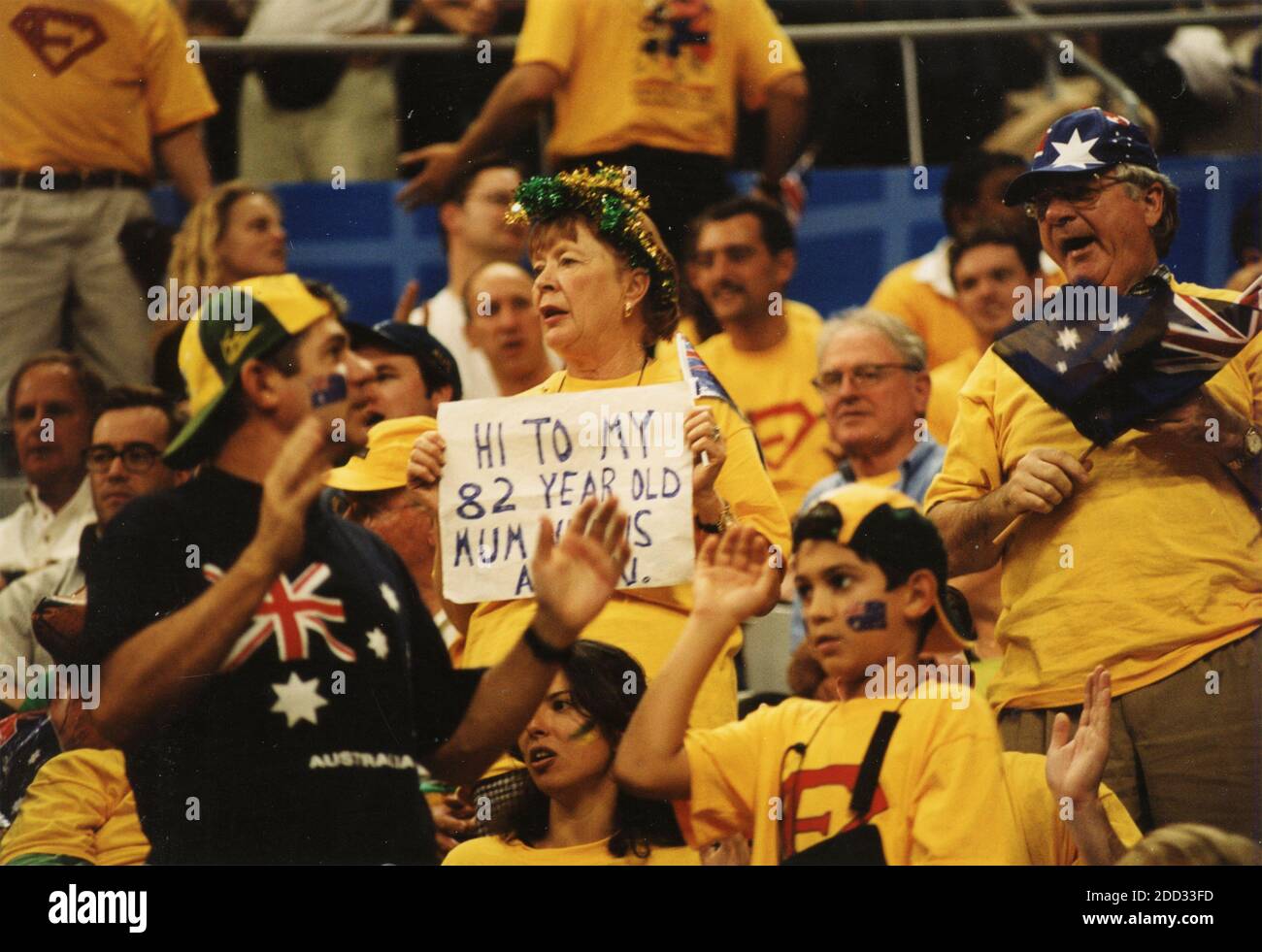 Australian supporters watching the Davis Cup final, Barcelona, Spain 2000 Stock Photo