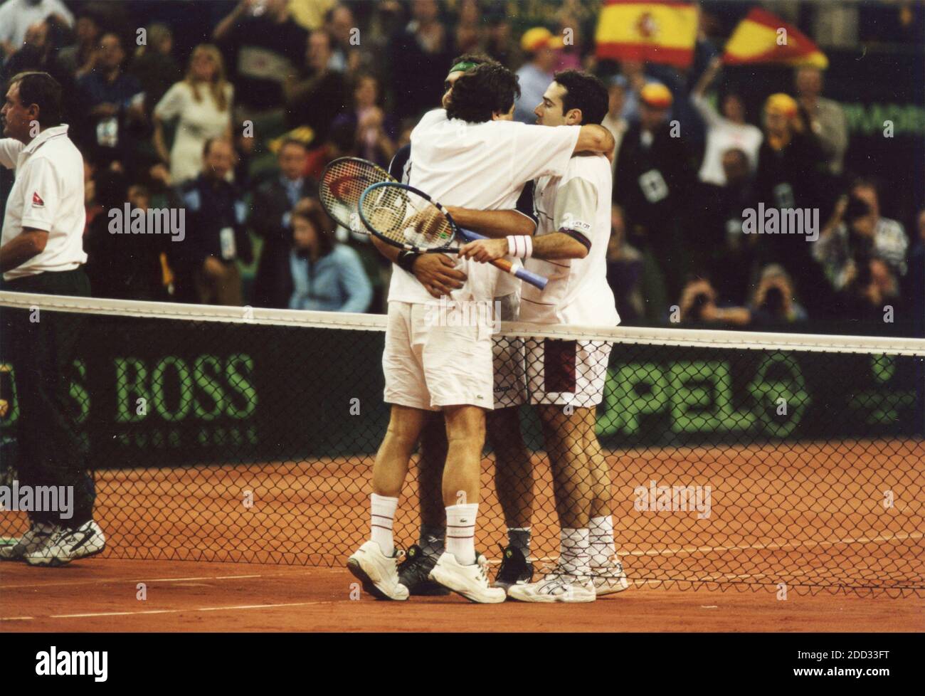 Spanish tennis team at the Davis Cup semifinal US vs Spain, Santander, Spain 2000 Stock Photo