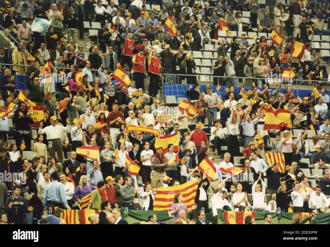 Spanish supporters watching the Davis Cup final, Barcelona, Spain 2000 Stock Photo