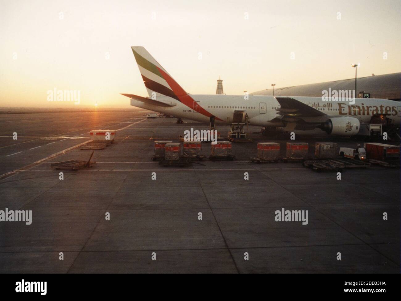 Emirates aircraft at the Melbourn airport, Australia 2001 Stock Photo