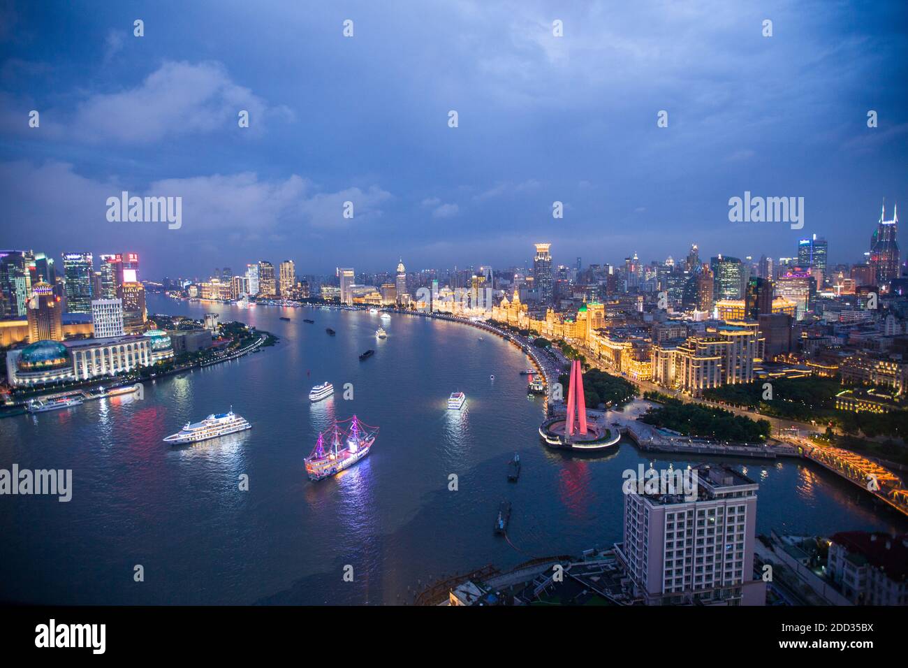 Shanghai urban construction scenery at night Stock Photo