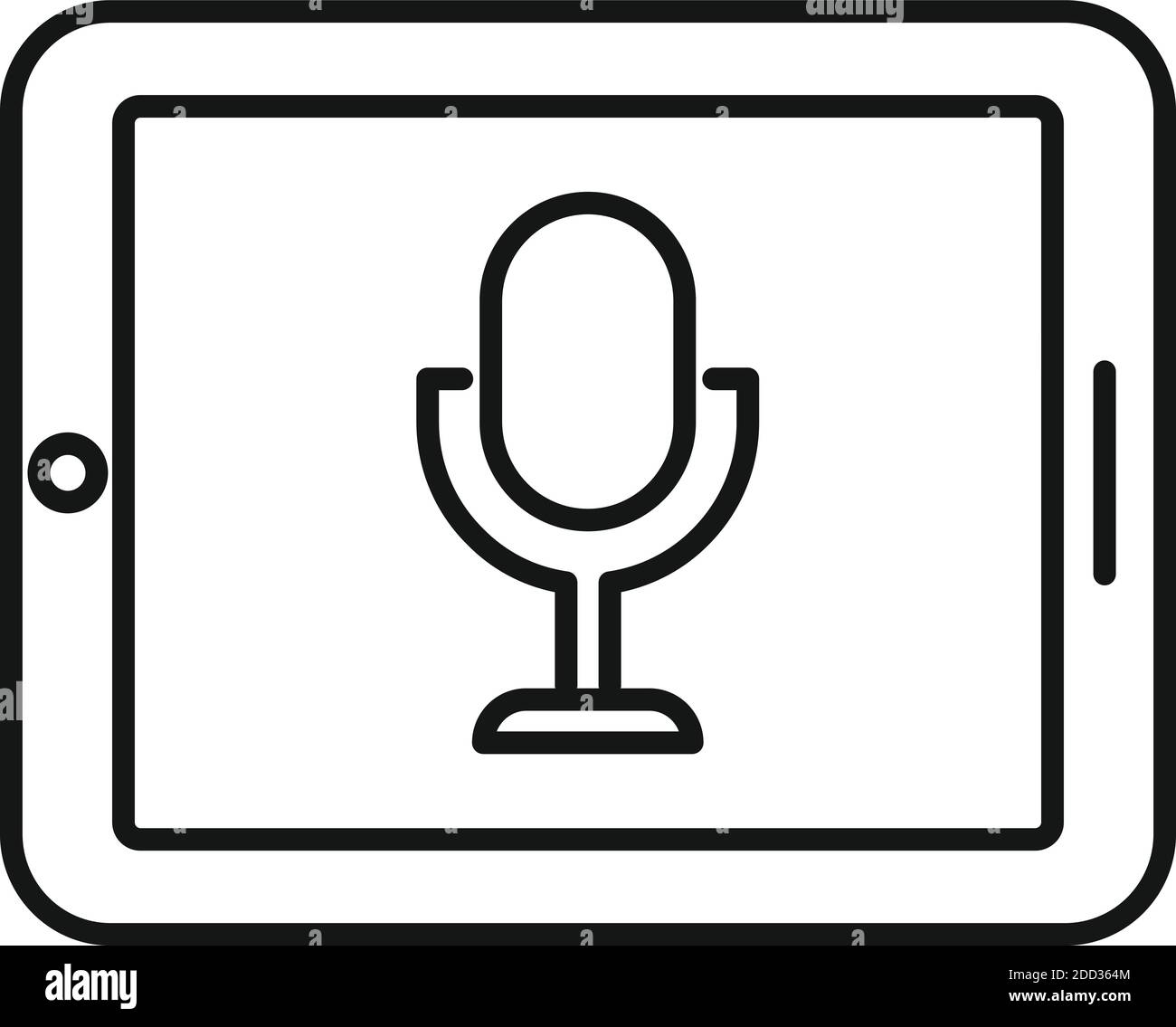 Tablet flash screen recording icon, outline style Stock Vector Image
