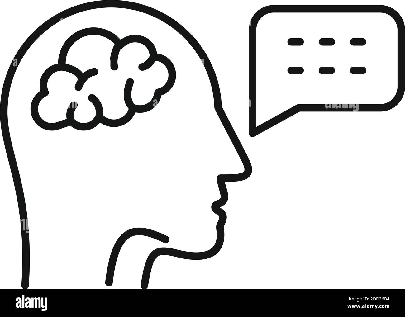 Brain speech therapist icon, outline style Stock Vector