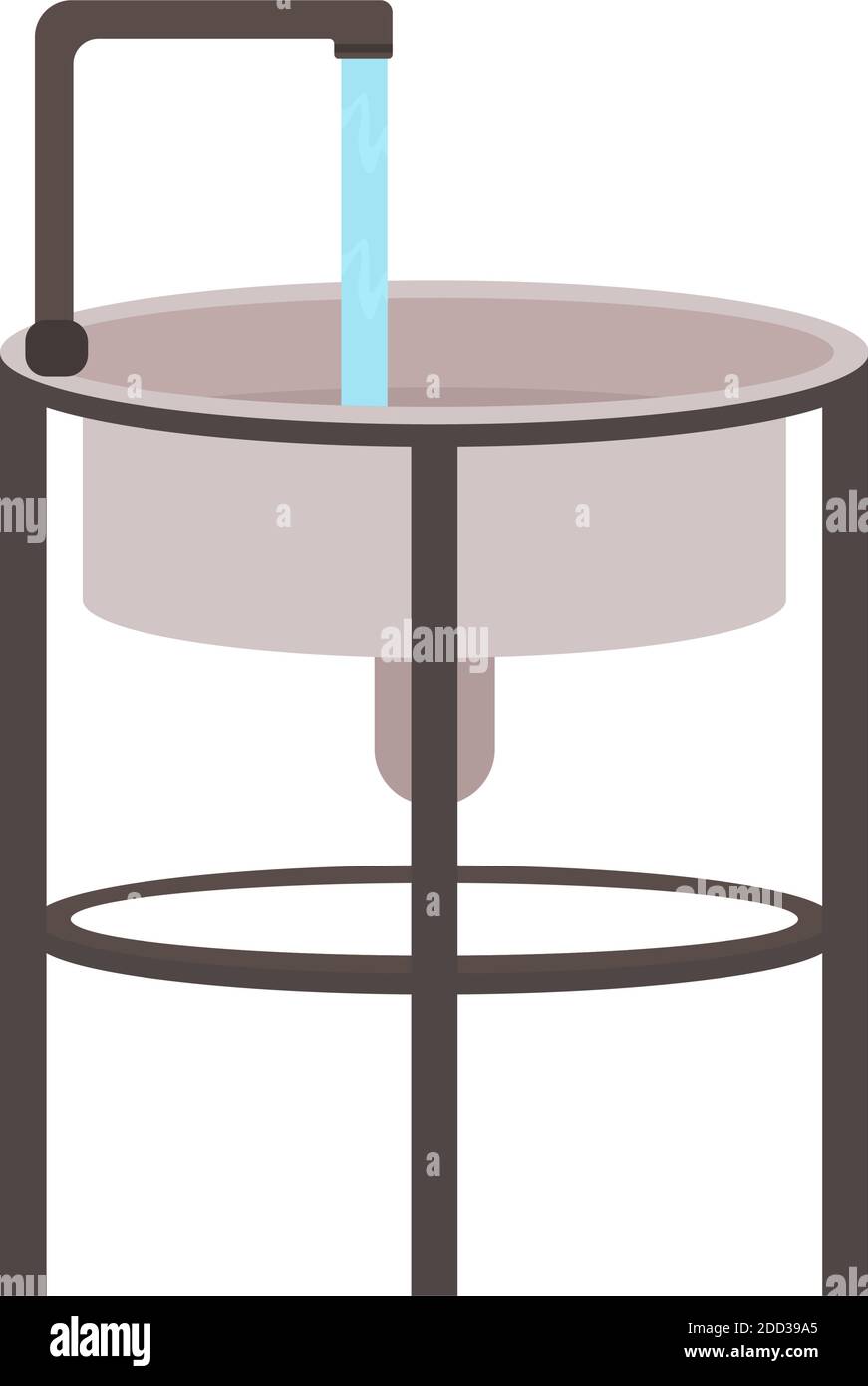 Sink with running water flat color vector object Stock Vector