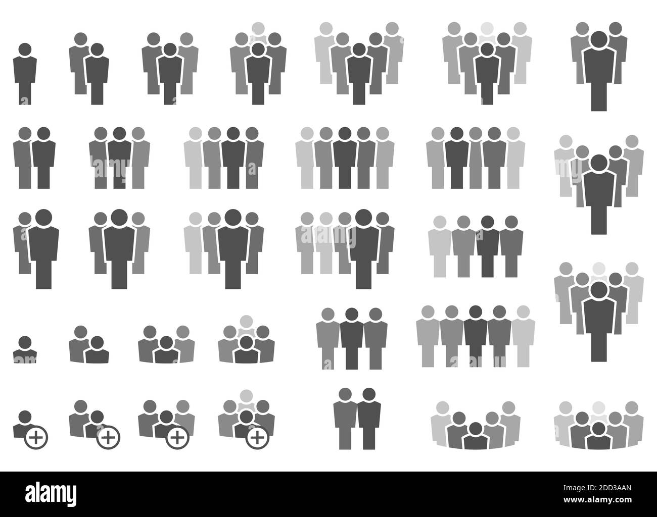 EPS vector illustration showing a collection of many different icons with typical teamwork or leading business situations Stock Vector