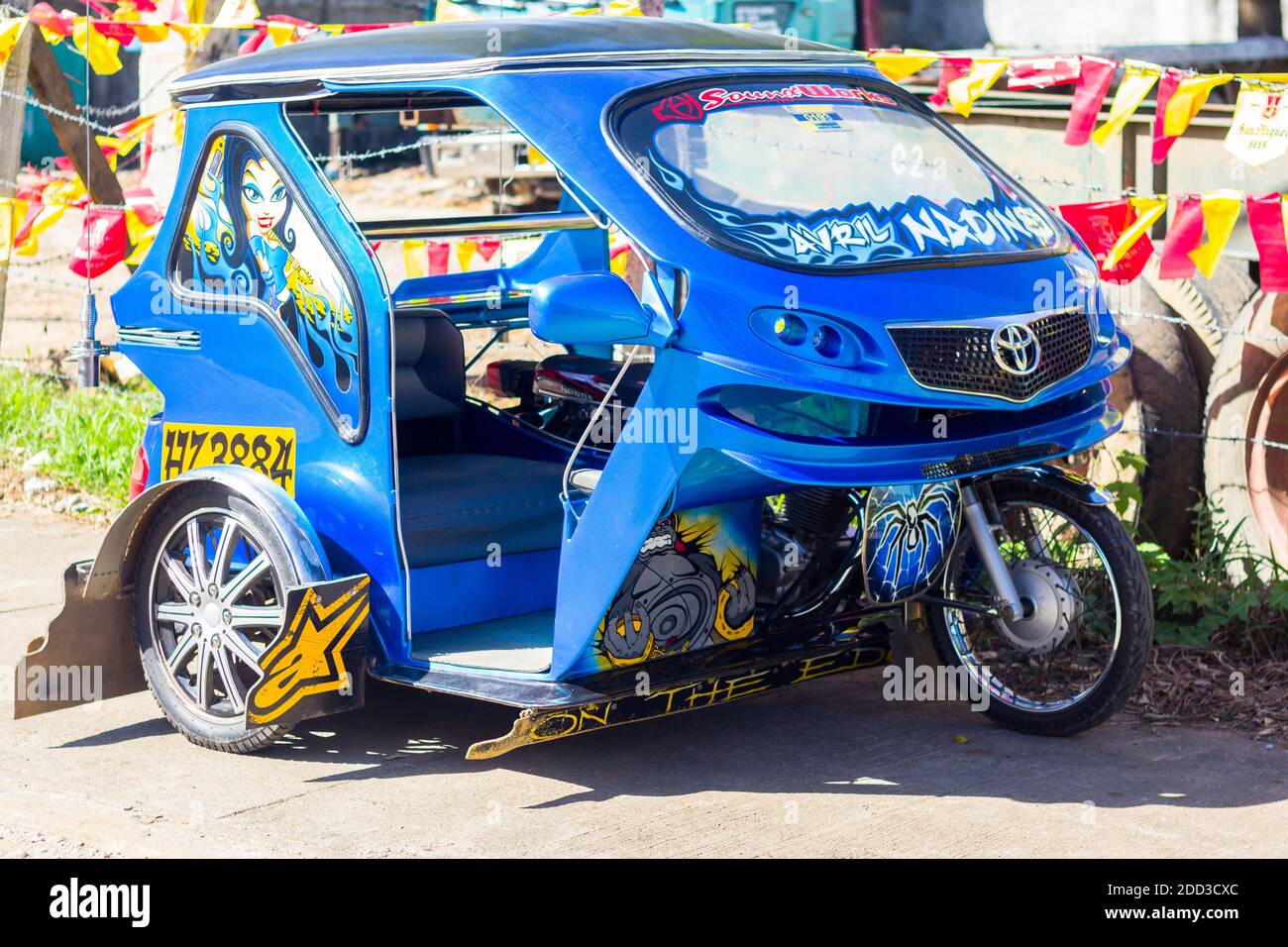 A custom built tricycle, a local passenger vehicle in Palawan, Philippines Stock Photo