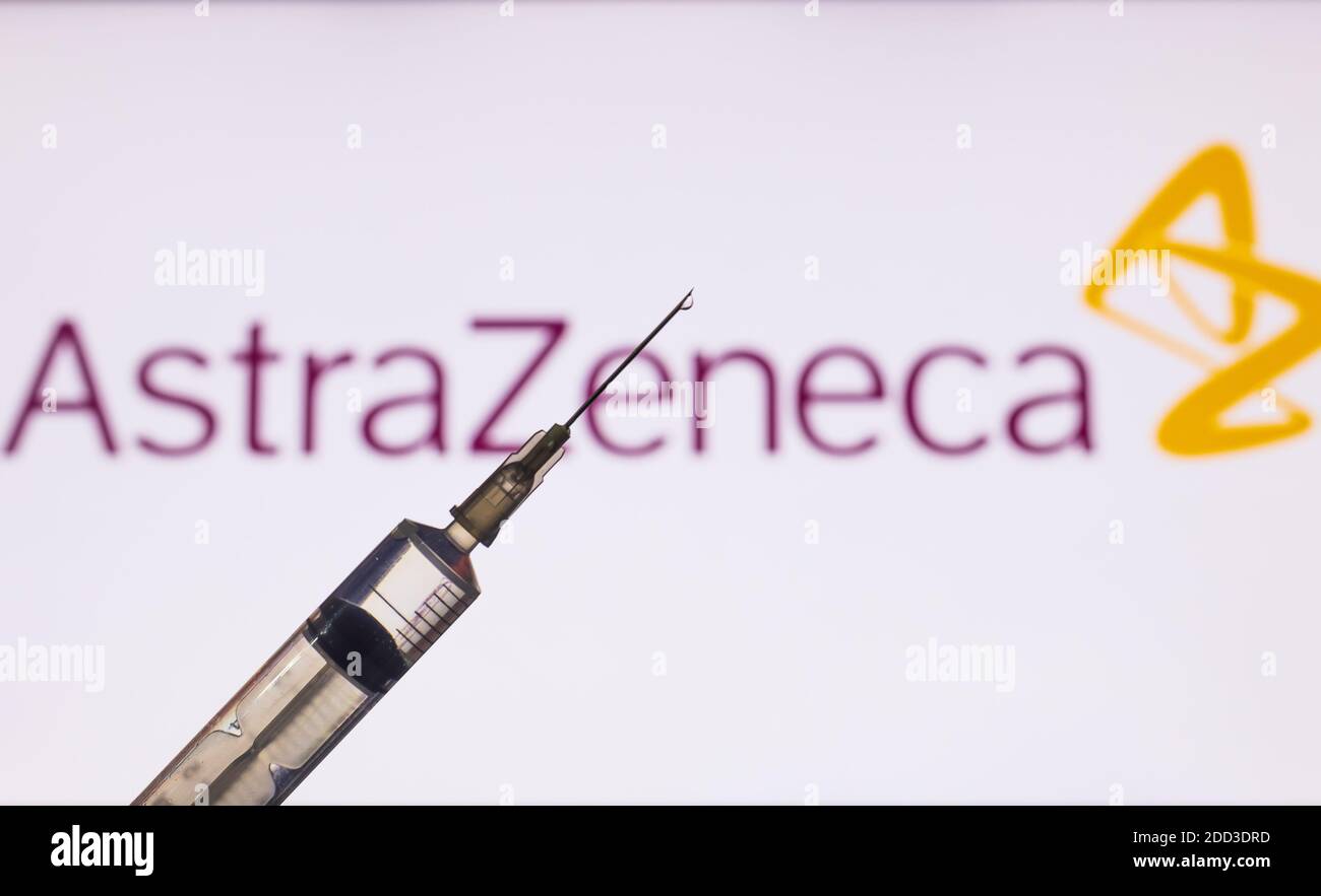 Kathmandu Nepal November 24 2020 Syringe Injection Infront Of Astrazeneca Logo Astrazeneca Vaccine Has Shown 90 Effectiveness Against Covid 19 I Stock Photo Alamy