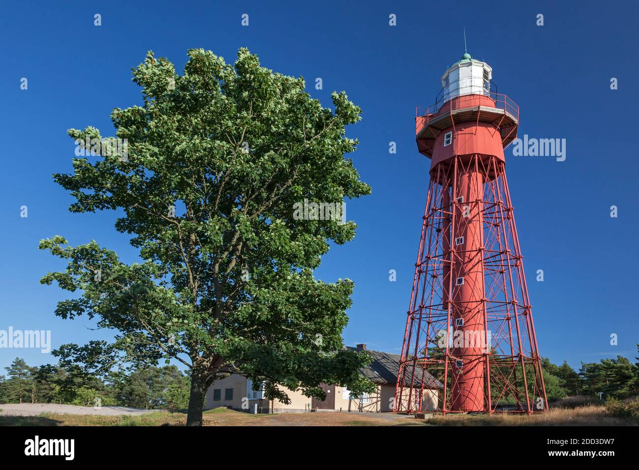 geography / travel, Sweden, Skane, Ystad, Sandhammaren lighthouse on the most Southern point of the Sw, Additional-Rights-Clearance-Info-Not-Available Stock Photo