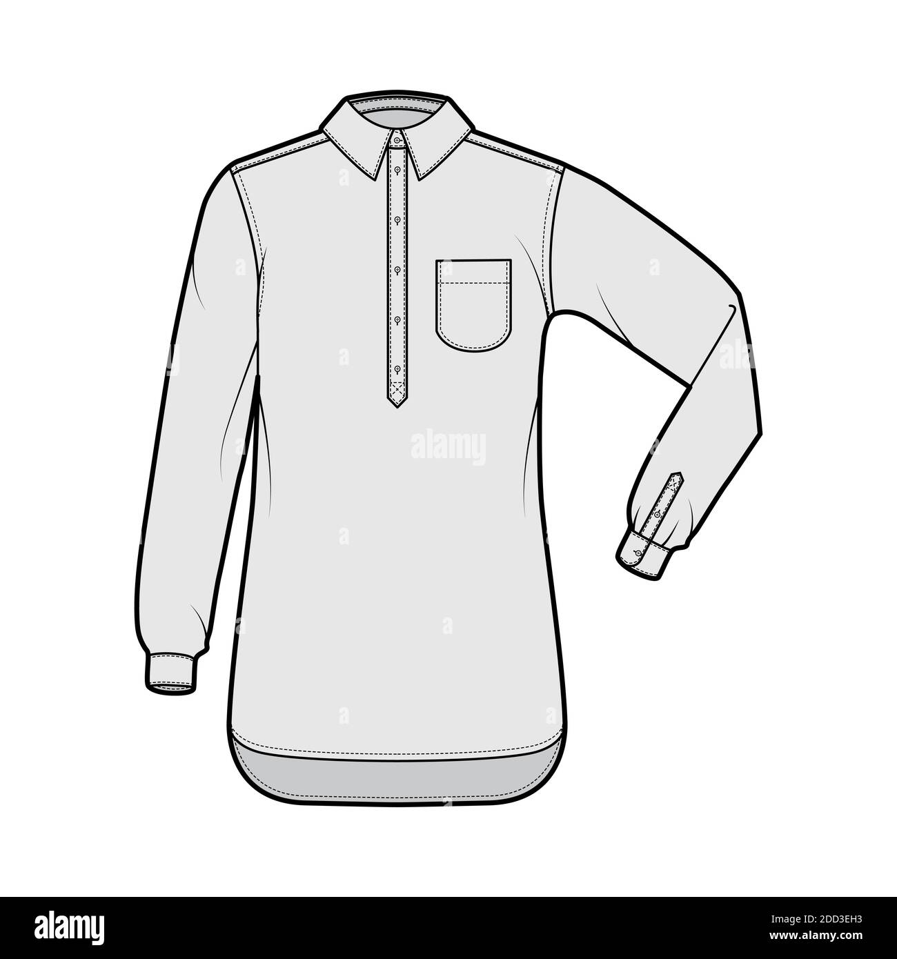 pullover shirt with collar and pocket