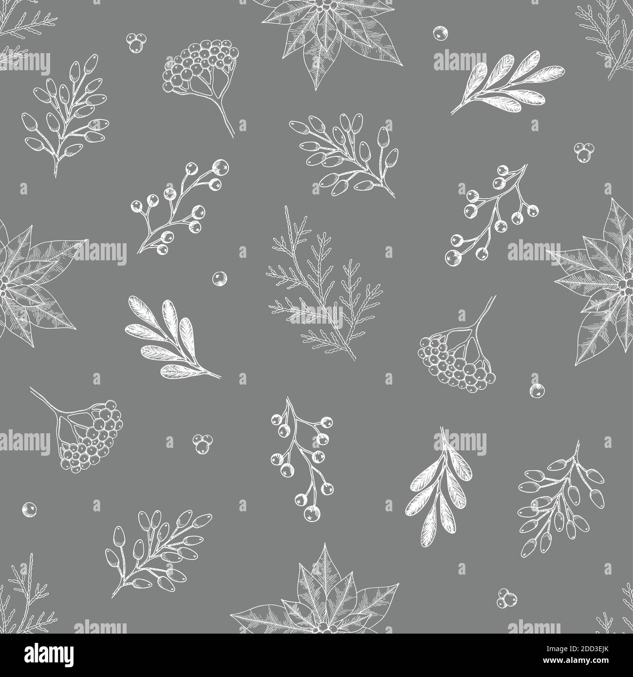 Xmas Seamless pattern with Christmas Tree Decorations, Pine Branches ...