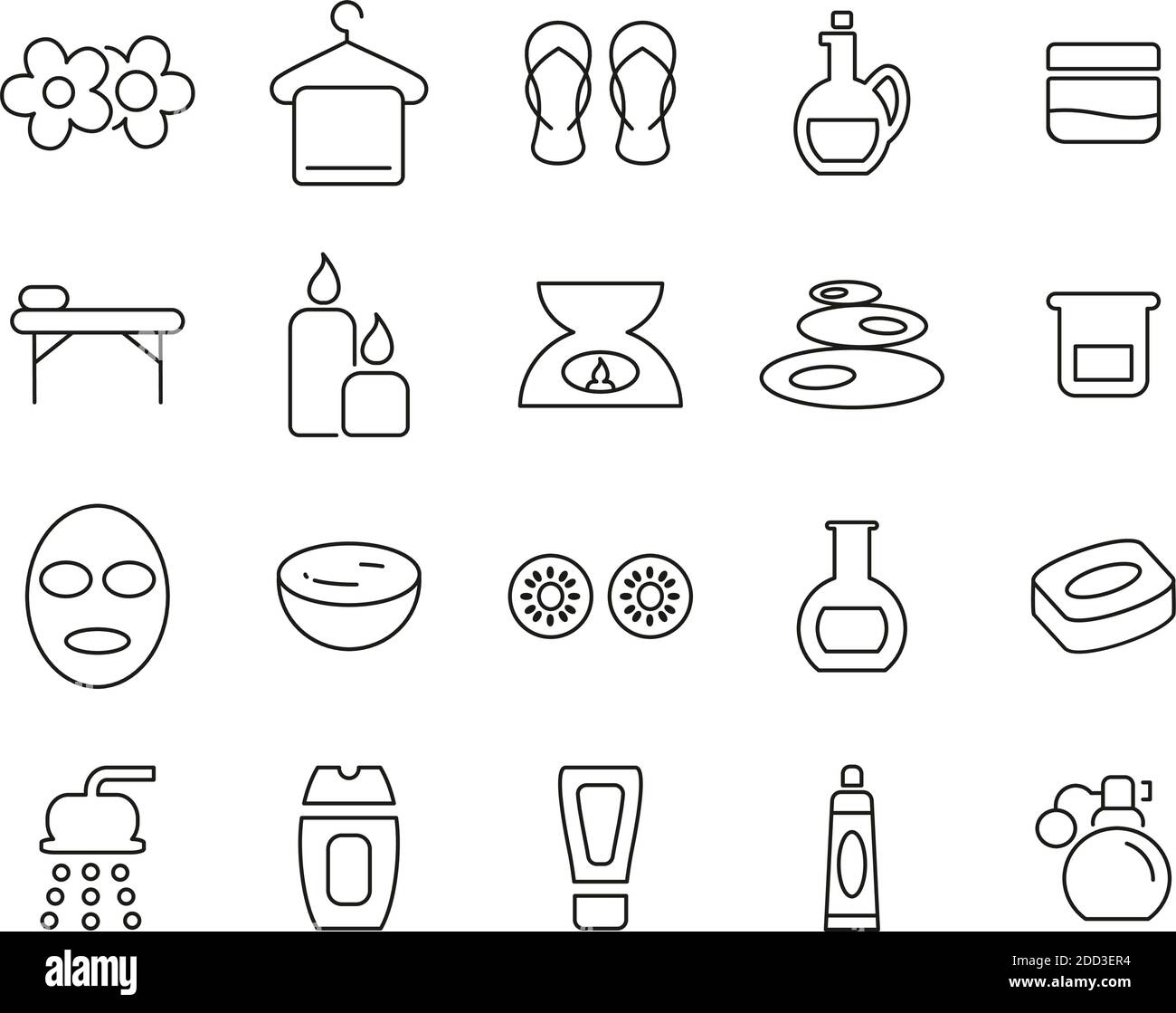Spa & Wellness Icons Black & White Thin Line Set Big Stock Vector Image ...