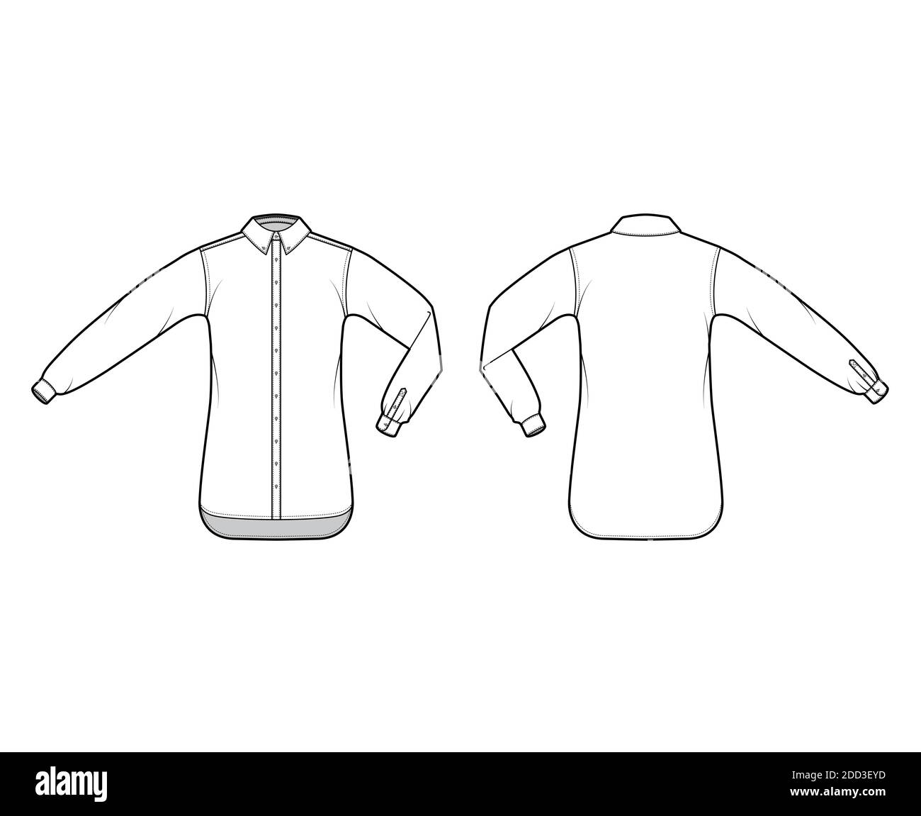 Shirt button-down technical fashion illustration with elbow fold ...