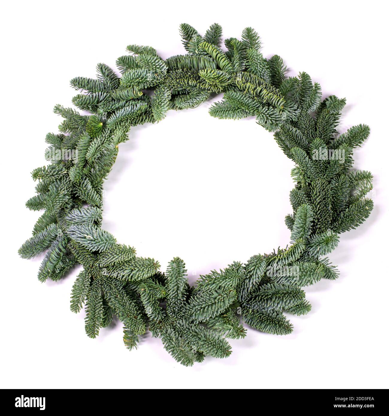 Christmas green framework empty fir tree wreath isolated on white ...