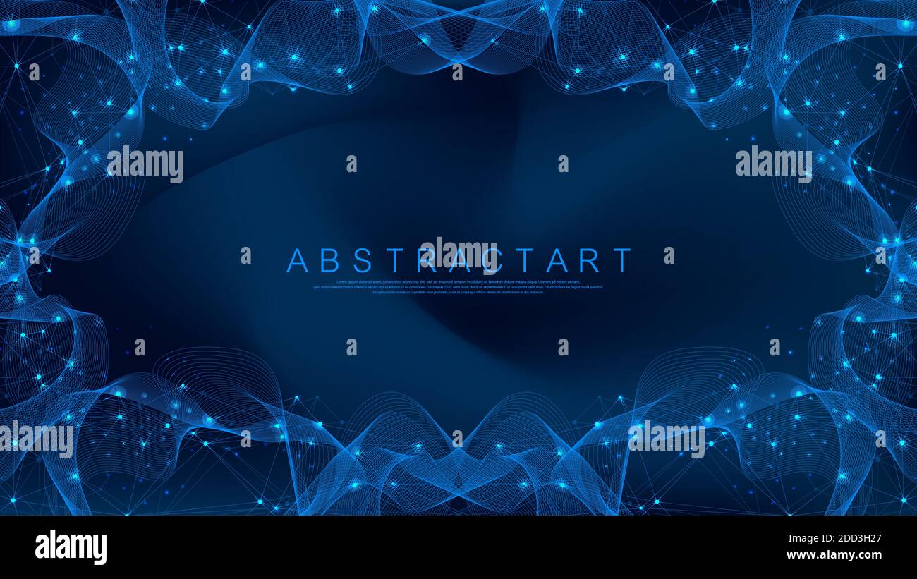 Abstract plexus background with connected lines and dots. Plexus geometric effect. Digital data visualization. Futuristic technology style low-poly Stock Vector