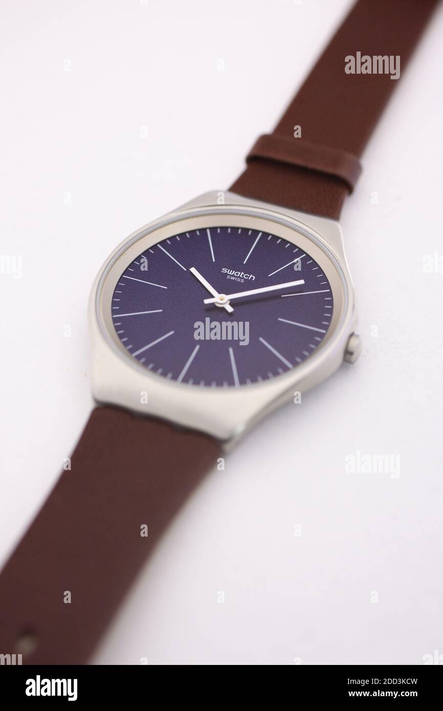 Rome, Italy 07.10.2020 - Swatch swiss made quartz watch Classic design blue  dial Stock Photo - Alamy