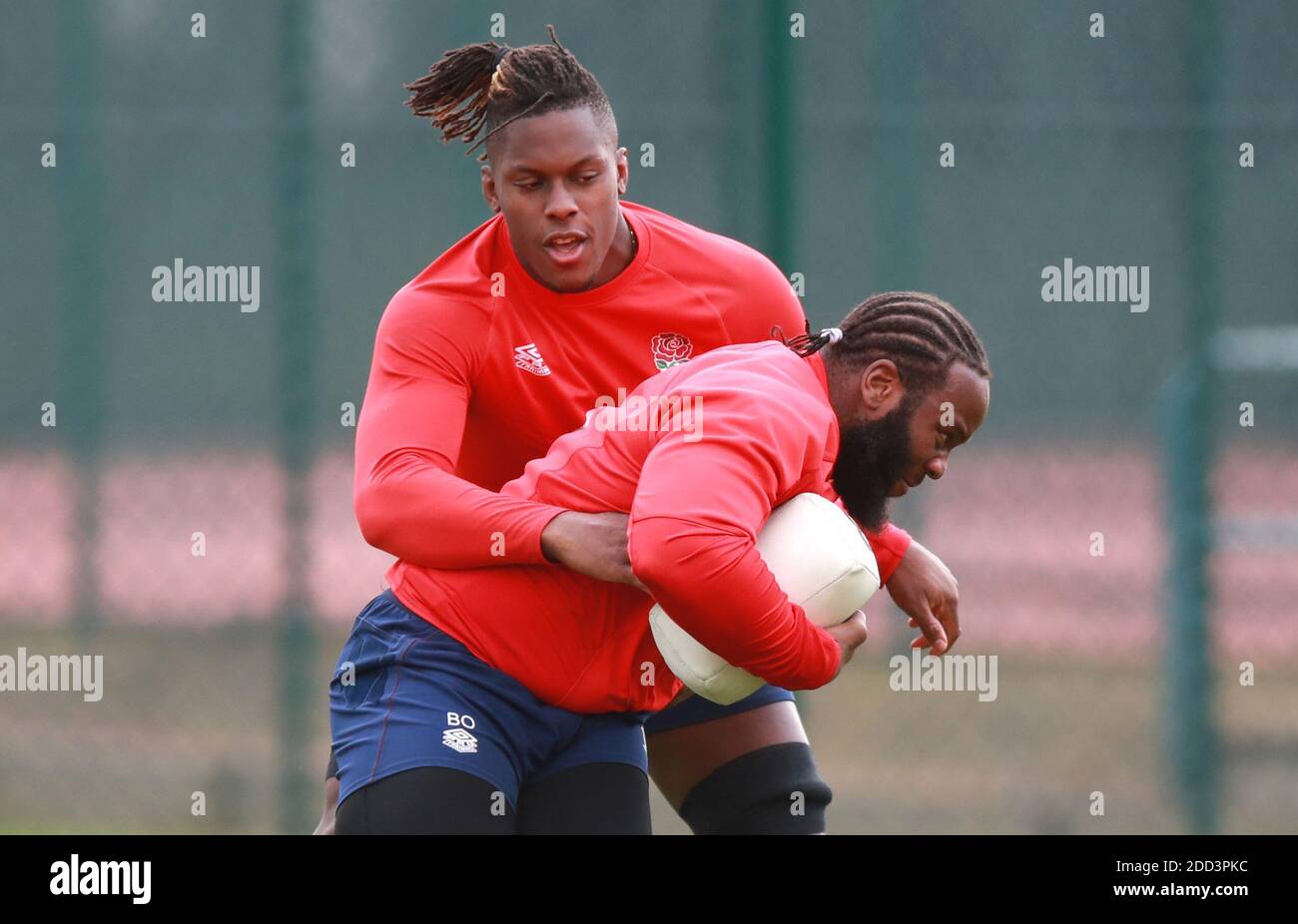 England S Beno Obano Front And Maro Itoje During The Training Session At The Lensbury Hotel London Stock Photo Alamy