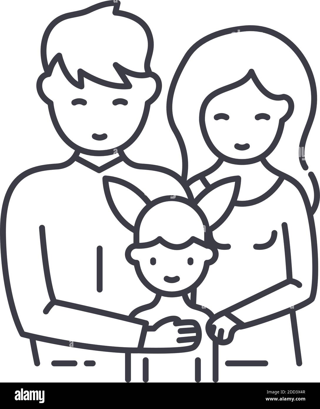 Father, mother and daughter icon, linear isolated illustration, thin ...