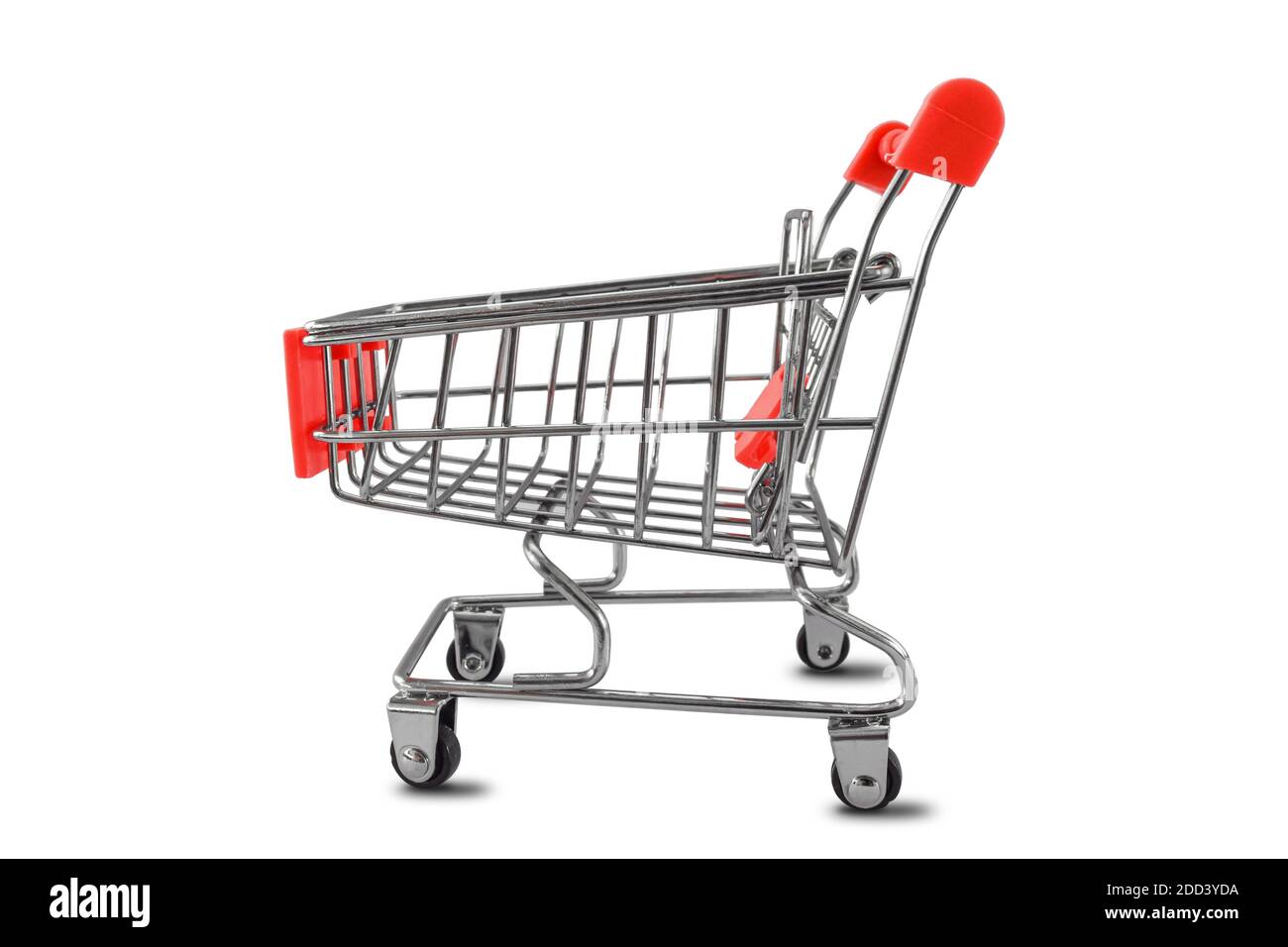 Side view of shopping cart isolated on white background. Object with clipping path. Stock Photo
