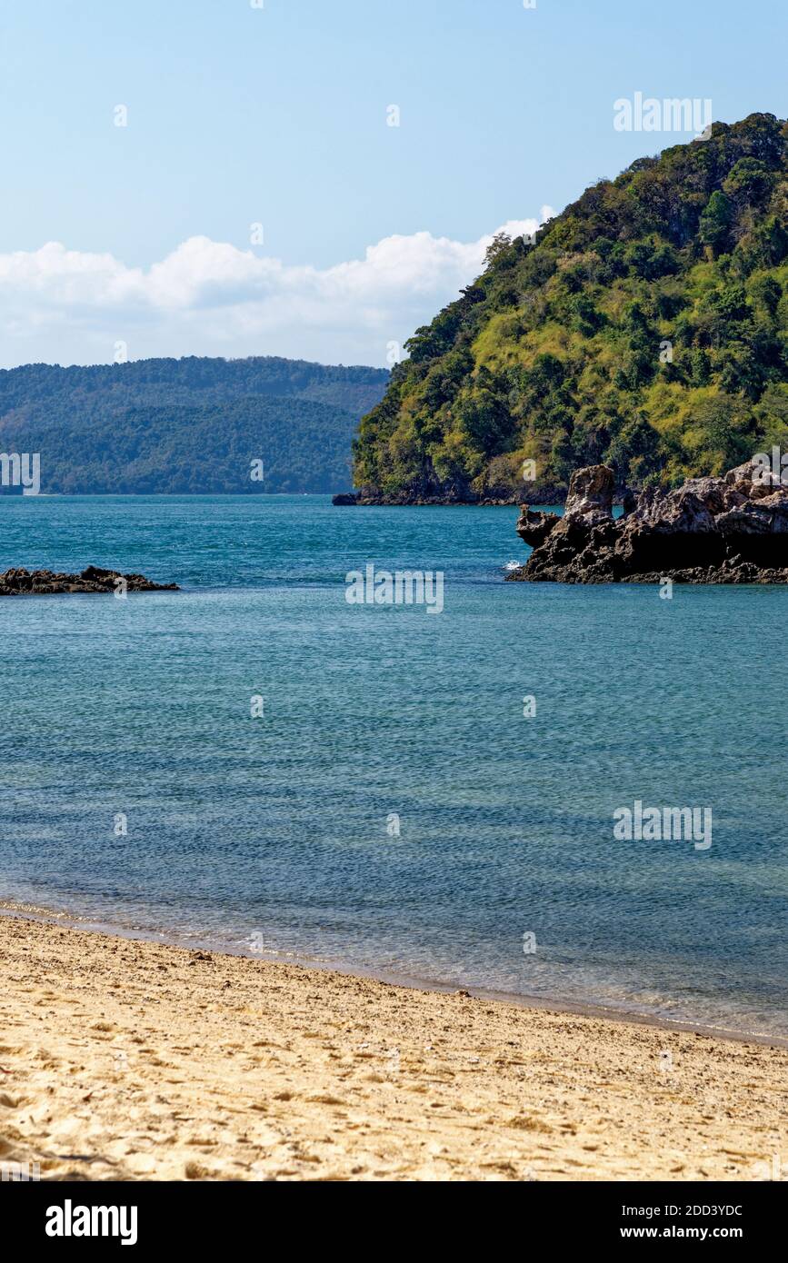 Koh Phak Bia Island - small isle located behind Hong Island. Blessed with crystal clear sea water, pleasant and shady atmosphere - Thailand - January Stock Photo