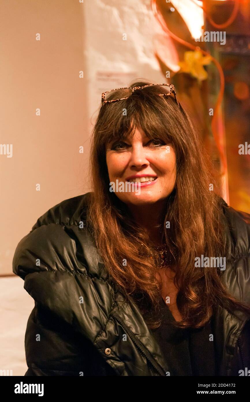 The actress Caroline Munro, at an event hosted by the Misty Moon Film Society's, at the  Ladywell Tavern, Lewisham. Stock Photo