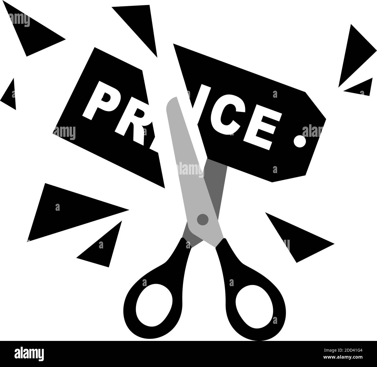 scissors cut the label price. vector illustration Stock Vector Image