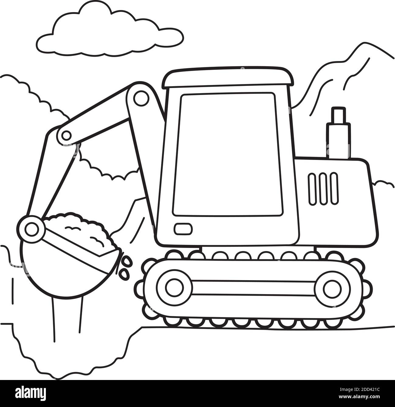 Excavator Coloring Page Stock Vector Image & Art   Alamy