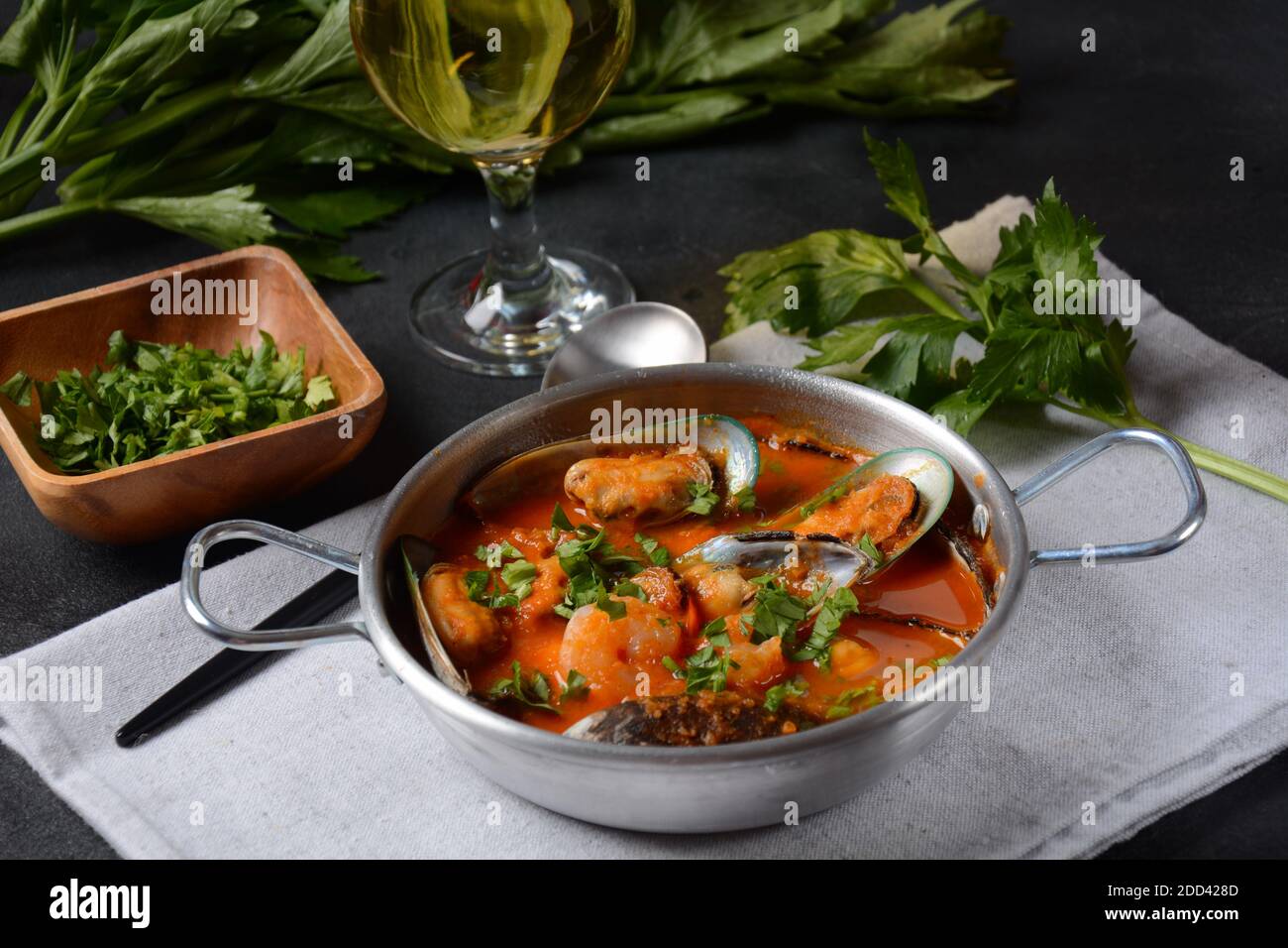 French seafood bouillabaisse soup/fish stew Stock Photo Alamy