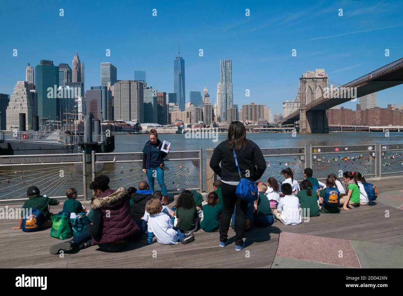 New York,USAA class of elementary school kids teaches on the Brooklyn
