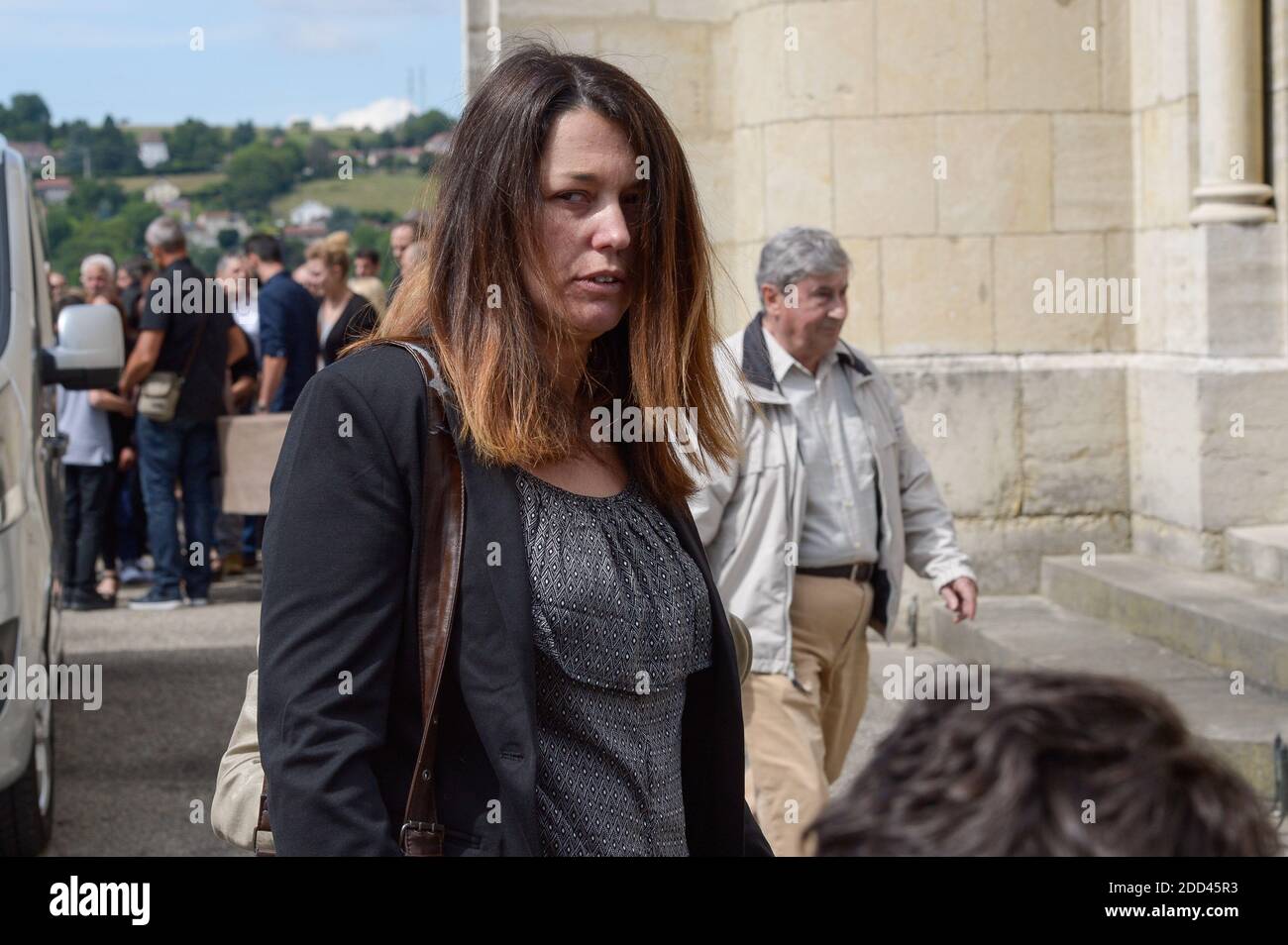 Mother at funeral ceremony of Maelys de Araujo, 9 years old girl