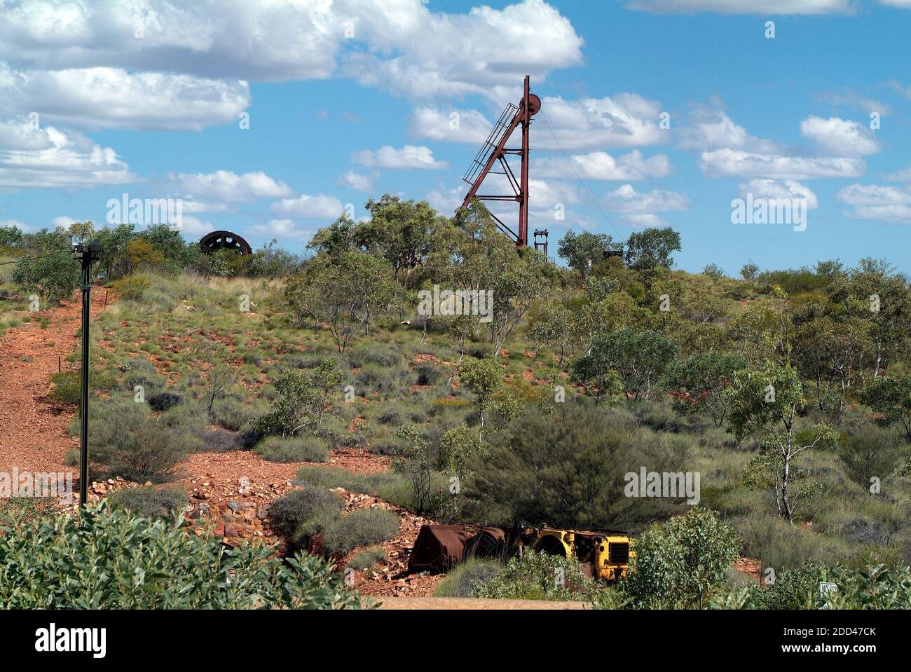 Australia, equipment from old gold mine in Tennant Creek, Northern Territory Stock Photo