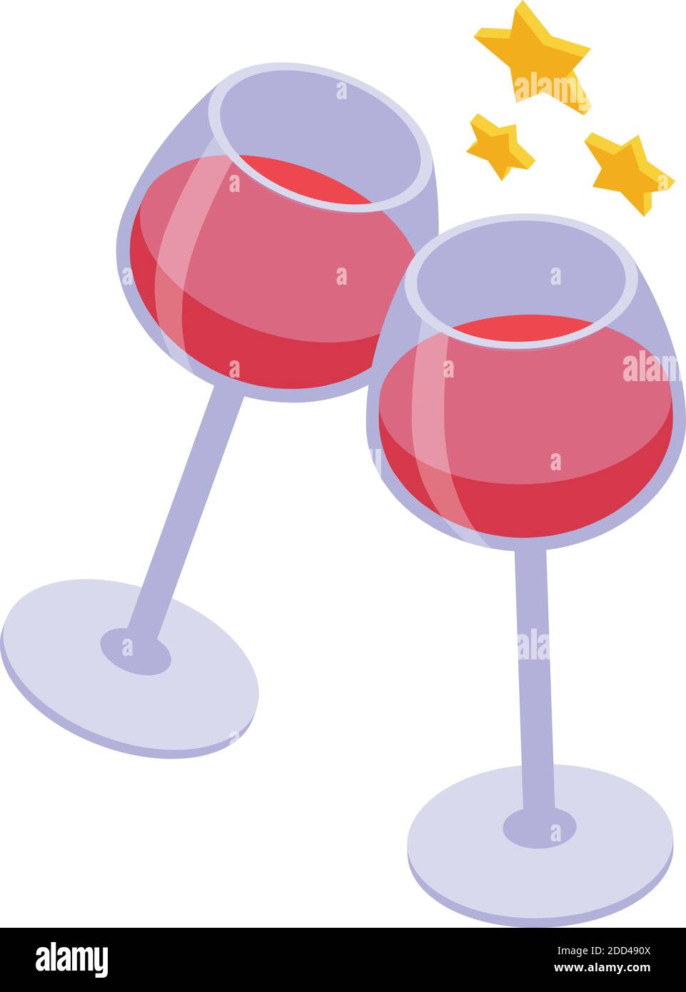 Wine glass cheers icon. Isometric of wine glass cheers vector icon for